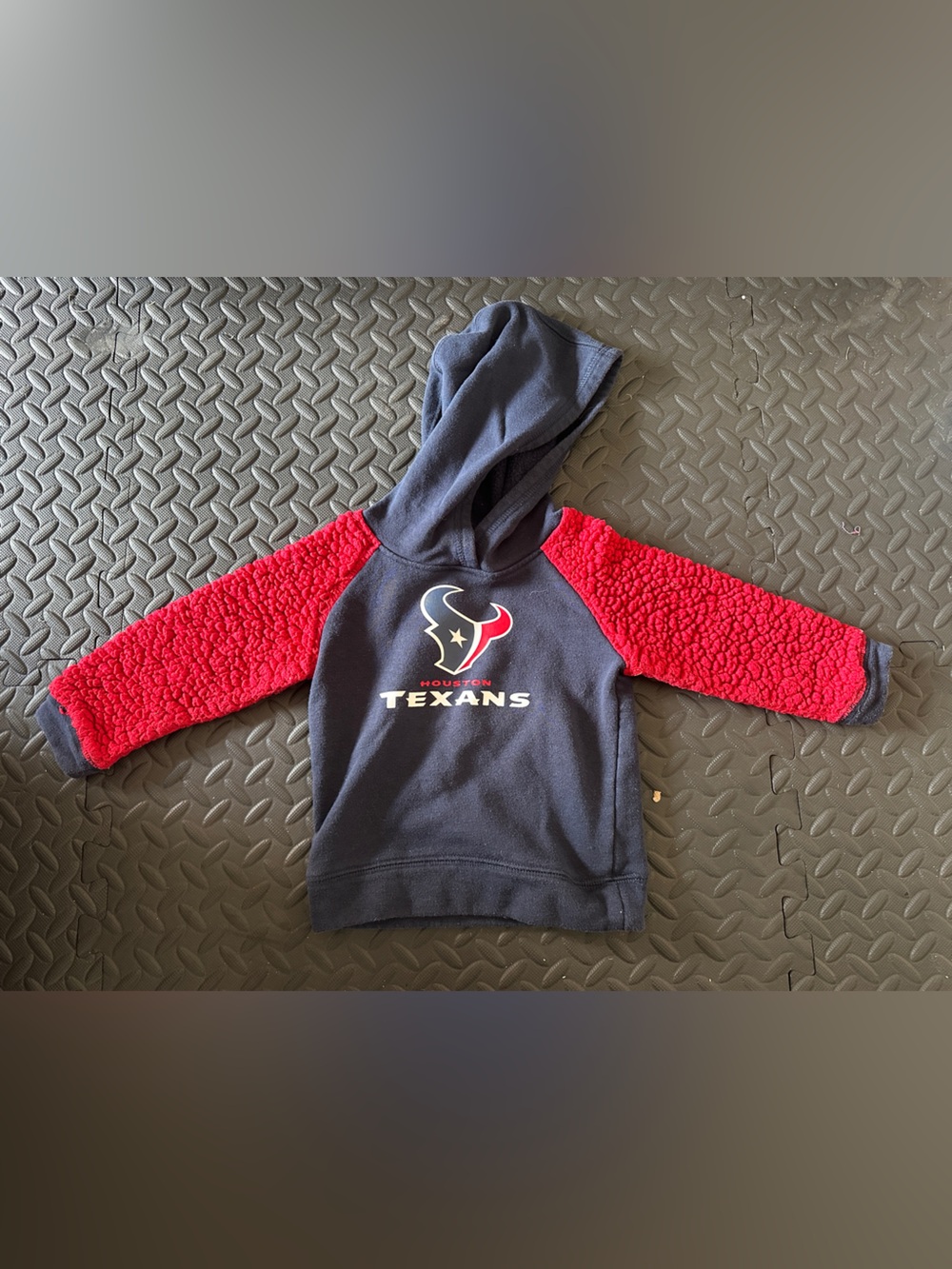 NFL Houston Texans Navy Hoodie with Red Sherpa Sleeves